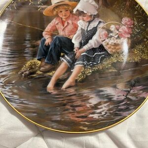 Charming Decorative Plate with Children by the Water